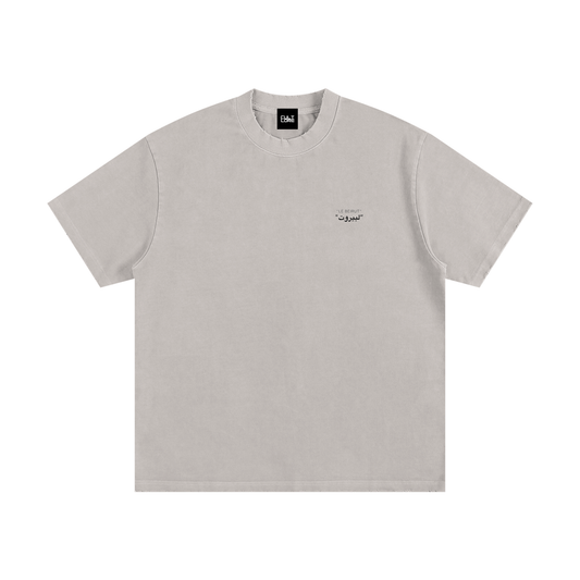 LE BEIRUT LIGHT. Heavyweight Vintage Washed Frayed T-Shirt
