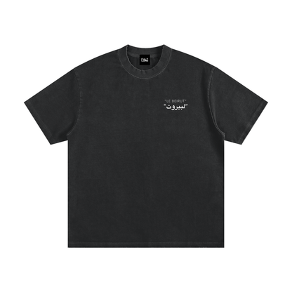 LE BEIRUT. Heavyweight Vintage Washed Frayed T-Shirt